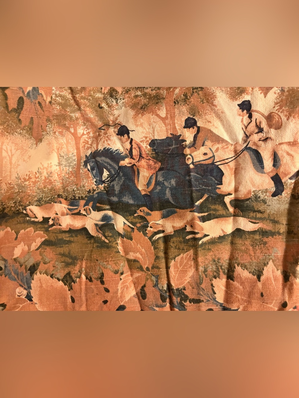 Vintage Equestrian Barkcloth Curtains pair